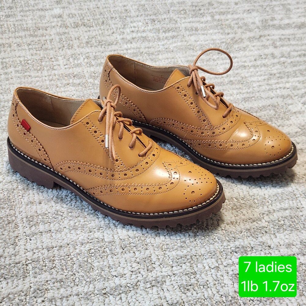 Marc Joseph Womens Central Park West Wingtip Oxford Camal Napa Brown size 7